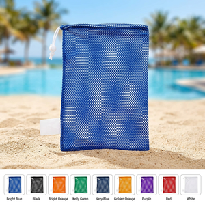 Mesh Drawstring <b>Bag</b> 12x18 Inch Heavy Duty Nylon Equipment <b>Bag</b> Sports Gym Laundry <b>Beach</b> Pool Travel Grocery Camp Storage 9 Colors - Product Image 1