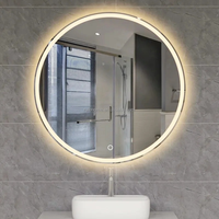 Miroir LED intelligent mural rond moderne avec fonction anti-buée, affichage de l'heure et Bluetooth pour la décoration de chambre