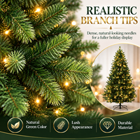 Sapin de Noël artificiel pré-éclairé de 6, 7 ou 8 pieds avec lumières LED blanc chaud – Montage facile, arbre articulé pour décoration intérieure