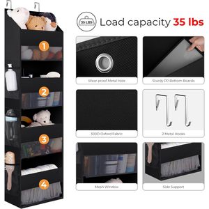 Over The Door Organizer 4 <b>Shelf</b> Waterproof Storage With 6 Pockets Clear Window Anti Tilt 35Lb Behind Door - Product Image 6