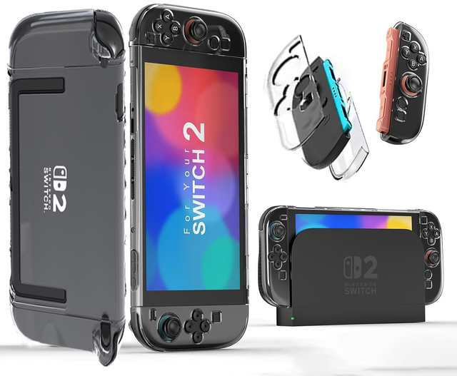 Split Design Clear PC Protector Dockable Case for Nintendo Switch 2 Protective Cover Case Accessories with Switch 2 Handle Cover