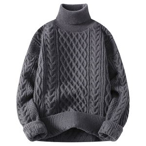 Pull à col roulé en tricot rembourré et épais pour hommes Chemise à fond ample pour automne/hiver Vêtements anti-rétrécis Chandails pour hommes - Product Image 1