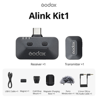 Godox Alink Kabelloses Lavaliermikrofon, 2,4GHz Dual-Channel-Mikrofonsystem für Kamera, Handy, Vlogging, Live-Streaming