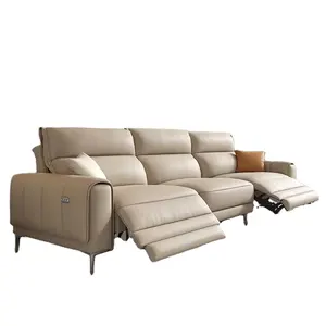 Modern ev mobilyası gerçek deri kanepe seti oturma odası Recliner kanepe
