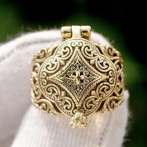 yunnique Men's Ethnic Flip <b>Ring</b> Gold Carved Floral Design Trendy Unique Style Jewelry Gift - Product Image 1