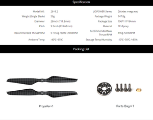 Cánh quạt máy bay không người lái điều khiển từ xa T-MOTOR NS28*9.2 Carbon Light Large Quadcopter 20 22 24 26 27 28 29 30 inch - Product Image 2