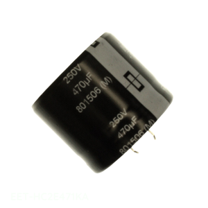 Distributeur agréé EET-HC2E471KA Condensateur en aluminium 470µF 20% 250V SNAP TH 470 µF à montage traversant - Product Image 1