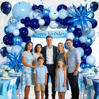Kit d'arche de ballons bleu marine profond et blanc avec ballons en latex et confettis en feuille pour fête d'anniversaire de garçon sur le thème de l'océan