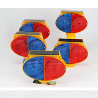 Luz de Advertencia de Tráfico LED Ámbar con Energía Solar, Lámpara Intermitente de Plástico PVC para Barricadas, Protección IP65 para Conos de Advertencia Vial