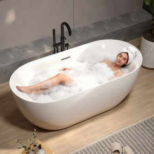 Baignoire autoportante moderne en acrylique blanc <span class=keywords><strong>avec</strong></span> chauffage à température constante et massage à bulles pour salles de <span class=keywords><strong>bain</strong></span> de maison, hôtel et villa - Product Image 3