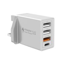 Chargeur PD 30W Chargeur rapide Type C Adaptateur de chargeur prend en charge la charge rapide 40W 20W 4 Ports UK EU Plug 3A1C Chargeur mural