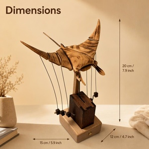 Manta Raya Cinética de Madera Hecha a Mano por Jhisen, Adorno Navideño Premium para el Hogar, Muestra Disponible, Venta al por Menor y al por Mayor - Product Image 3