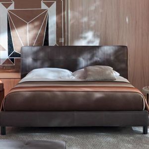 Modern Dark Brown Leather Upholstered <strong>Bed</strong> Frame King Queen Size Solid <strong>Wood</strong> <strong>Bed</strong> - Product Image 5