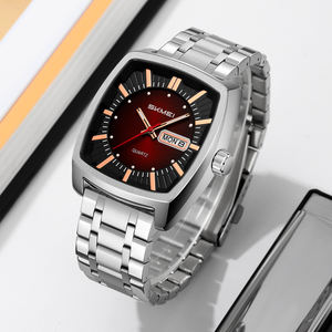 Reloj de Pulsera para Hombre Skmei 9354 con Esfera Cuadrada Plateada/Dorada, Movimiento de Cuarzo, Correa de Acero Inoxidable, Resistente al Agua 3ATM, Venta al por Mayor - Product Image 1