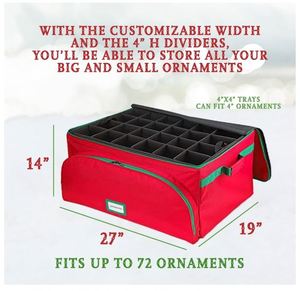 Boîtes de rangement pour boules de Noël personnalisées, boîte de rangement pour décorations de Noël avec séparateurs - Product Image 2