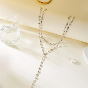 2025新品ロングフルダイヤモンドタッセルネックレスY字型ロングネックレス女性用中空愛ハートジルコンアクセサリー - Product Image 1