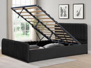 Khung giường ngủ có ngăn chứa đồ, bọc vải nhung, kích thước Queen/Double, nhà cung cấp bán buôn từ nhà máy, dành cho nội thất phòng ngủ - Product Image 5