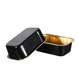 Cao cấp bao bì thực phẩm mịn Tường bữa ăn Pan Khay nhôm lá dùng một lần Takeaway vàng đen takeout <span class=keywords><strong>container</strong></span> thực phẩm - Product Image 2
