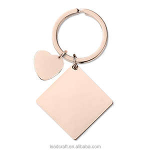 Coração Quadrado Redondo Keychain Metal 2 Side Aço Inoxidável Gravura Keychain Metal para Presentes - Product Image 4