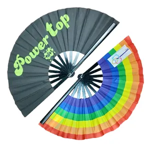 Aanpasbare Grote Rave Handfans Plastic Kung Fu Fan Voor Reclame Relatiegeschenk