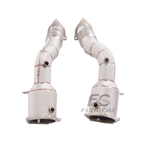 Edelstahl Hochleistungs-Upgrade Downpipe Auspuffkrümmer Passend für Porsche Cayenne 957 Turbo 4.8T V8 2006-2010 OEM Auspuffanlage
