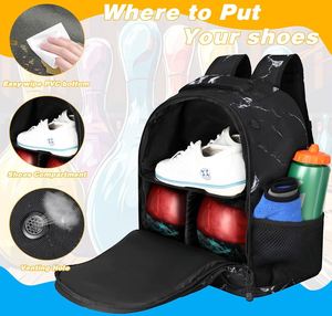 2 Ball <b>Bowling</b> Backpack <b>Bowling</b> Ball Bag with Shoe Compartment <b>Bowling</b> Ball Backpack for Men and Women - Product Image 3
