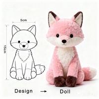 Peluche de bébé renard rose personnalisé avec tissu en coton et rembourrage en coton PP Animal en peluche apaisant mignon