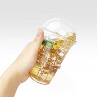 Gobelet en plastique transparent pour café glacé, jus, milkshake, smoothie, 16 oz, avec couvercle