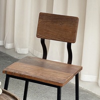Chaise de loisir de style Wabi Sabi, bois massif, dossier en fer, durable, pour l'extérieur, villa, salon, salle à manger