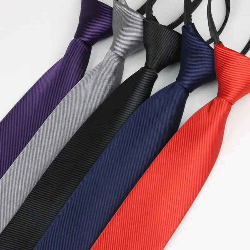 Wholesale cheap amazon low moq plain color solid colour zipper corporate tie zip neckties