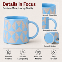 Mug à café en céramique mouchetée 15 oz, motif géométrique triangulaire, logo personnalisé, OEM, vente en gros, tasse à thé, mug cadeau pour la maison et le café
