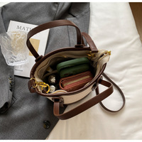 Sac seau en PU contrasté de style décontracté, sac à bandoulière multifonctionnel pour femmes