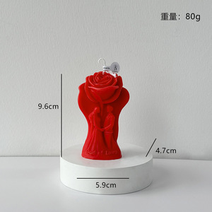 เทียนหอมรูปปั้นคู่รักกุหลาบโรแมนติก DAMAI สำหรับตกแต่งบ้าน งานแต่งงาน และเป็นพร็อพถ่ายรูป - Product Image 6