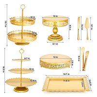 Support de présentation de desserts de mariage de luxe moderne en fer doré ajouré de style européen pour pâtisserie - Nouvelle Arrivée