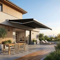 Auvent rétractable sur mesure OEM avec bras courbés en aluminium renforcé pour terrasse et jardin résidentiels