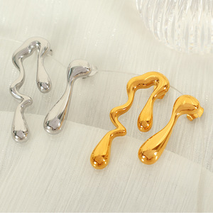Pendientes colgantes geométricos con forma de gota de aleación de zinc, oro y plata, joyería de moda para fiesta EH390 - Product Image 1