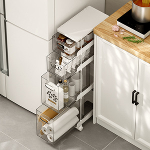 Kitchen Narrow Slot Storage Cabinet Multi Layer With Wheels For Pantry And Bathroom Organization 8-11.9in Depth - Product Image 3