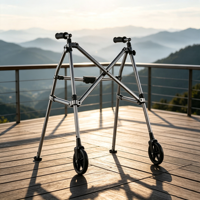 Déambulateur pliable réglable en hauteur, assistant de marche robuste en aluminium, dispositif léger pour la marche quotidienne sur de courtes distances pour les personnes âgées