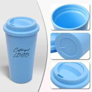 Taza de Viaje <span class=keywords><strong>para</strong></span> Café Helado de Marca Popular, de 16 Onzas, Cónica, Portátil, de Plástico PP de Doble Pared, Reutilizable, Apta <span class=keywords><strong>para</strong></span> Lavavajillas, con Aislamiento Térmico de 6 Horas - Product Image 4