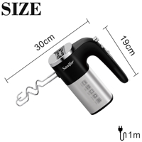 Sonifer SF-7078 Mixeur à main multifonction 3 en 1 haute puissance 500W avec fouet, batteur à œufs automatique et crochet pétrisseur pour gâteaux
