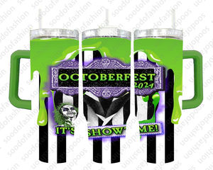 El más nuevo precio barato de fábrica al por mayor personalizado Beetle Juice Acero inoxidable 40 ozTravel taza de vidrio al vacío con asa y pajita - Product Image 1