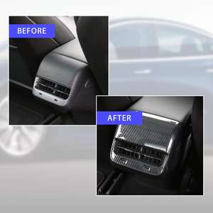 Couvre-ventilations en carbone mat pour Tesla Model 3 & Model Y, garniture de ventilation centrale arrière pour accessoires Tesla - Product Image 5
