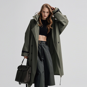 Mode femmes dames respirant Long imperméable vent manteau imperméable mode kaki <span class=keywords><strong>corée</strong></span> <span class=keywords><strong>du</strong></span> <span class=keywords><strong>sud</strong></span> <span class=keywords><strong>japon</strong></span> Style coupe-vent - Product Image 6