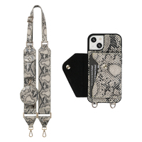 Étui de téléphone à bandoulière avec porte-collier rayé pour iPhone 13 Pro Max, étui portefeuille à bandoulière