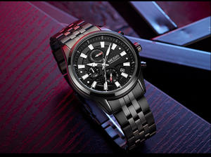 Montre pour homme de luxe, chronographe calendrier, bracelet en acier sport, quartz, affaires - Product Image 2