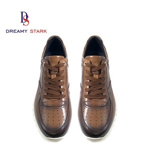 Chaussures de sport marron en cuir de vache véritable pour hommes, logo personnalisé, fabriquées à la main, lacets Oxford, respirantes, tendance mode - Product Image 5