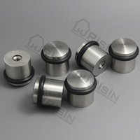 Stainless Steel Door Slam Stop with Black Circular Buffer