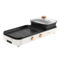 Olla Eléctrica y Parrilla BBQ 2 en 1 Moreland MagiCook 2026, Sin Humo, para Interiores, Shabu Shabu, con Control de Temperatura Dual Independiente