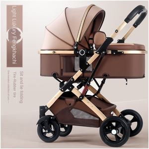 Poussette pour bébé, cadre en métal, légère, pliable, haute, avec absorption des chocs, bidirectionnelle, capacité de charge de 15 kg, 0-6 mois - Product Image 2