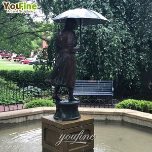 Scultura Personalizzata in Bronzo di Ragazzo <span class=keywords><strong>e</strong></span> Ragazza con Ombrello, Arte Romantica per Giardino Esterno - Product Image 3
